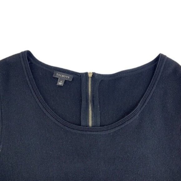 Talbots Black Drop Waist Midi Dress with Pleated Skirt - Picture 2 of 6